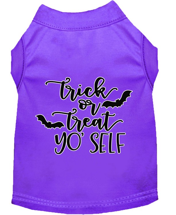 Trick or Treat Yo' Self Screen Print Dog Shirt Purple XL